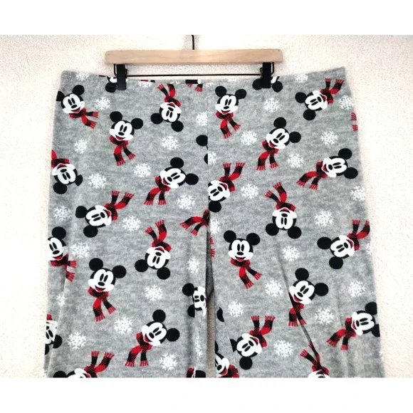 Disney Mickey Mouse Snowflake Pajama Pants Women's 2X Gray Fleece Sleepwear‎ - Picture 2 of 14